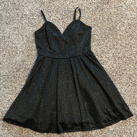 Lulu's Shimmering Black Dress - Picture 1 of 5